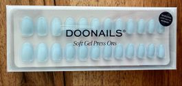 DOONAILS Soft Gel Press Ons – Baby Blue – Short Round