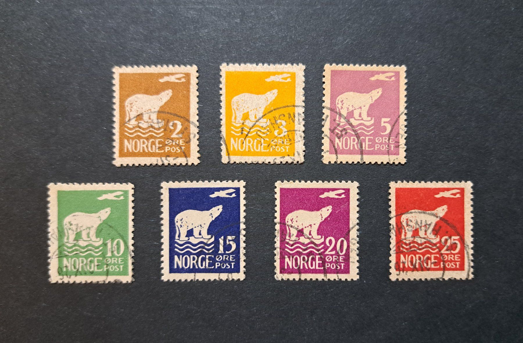 Tutti i francobolli: Norwegen Mi 109 - 115 gestempelt – Usato da Unterägeri venduto da PhilatelieStudiger