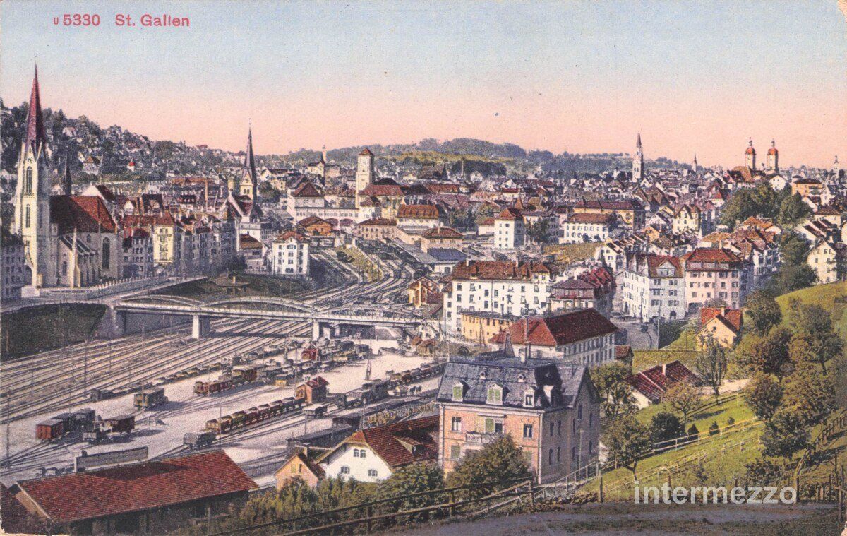 Cartoline postali: St. Gallen // circa 1910 Bahnhof // Sommer – Usato da Basel venduto da intermezzo12