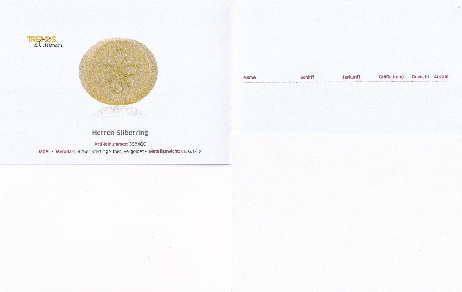 Anelli: Echtschmuck: Herrenring, Silberring vergoldet 19/60 – Nuovo (secondo la descrizione) da Zuchwil venduto da maumauchi 1