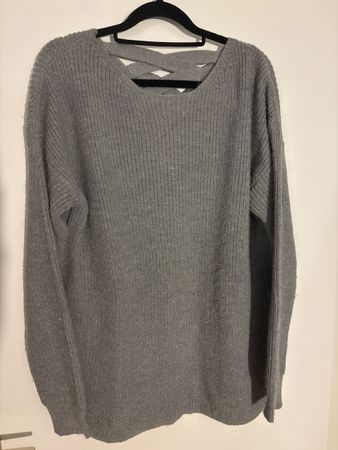 Damen Pullover ICHI grau Grösse M mit Rückendetail
