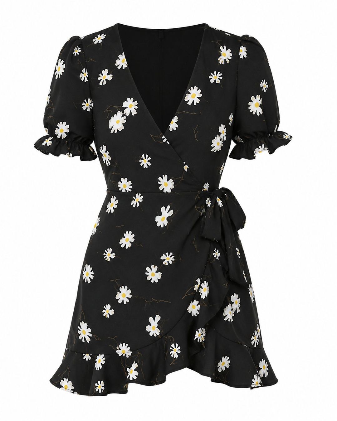 Vestiti: Schwarzes Wickelkleid Gr. M mit Blumenmuster – Nuovo e nell'imballaggio originale da Fully venduto da VaneaSelection 3