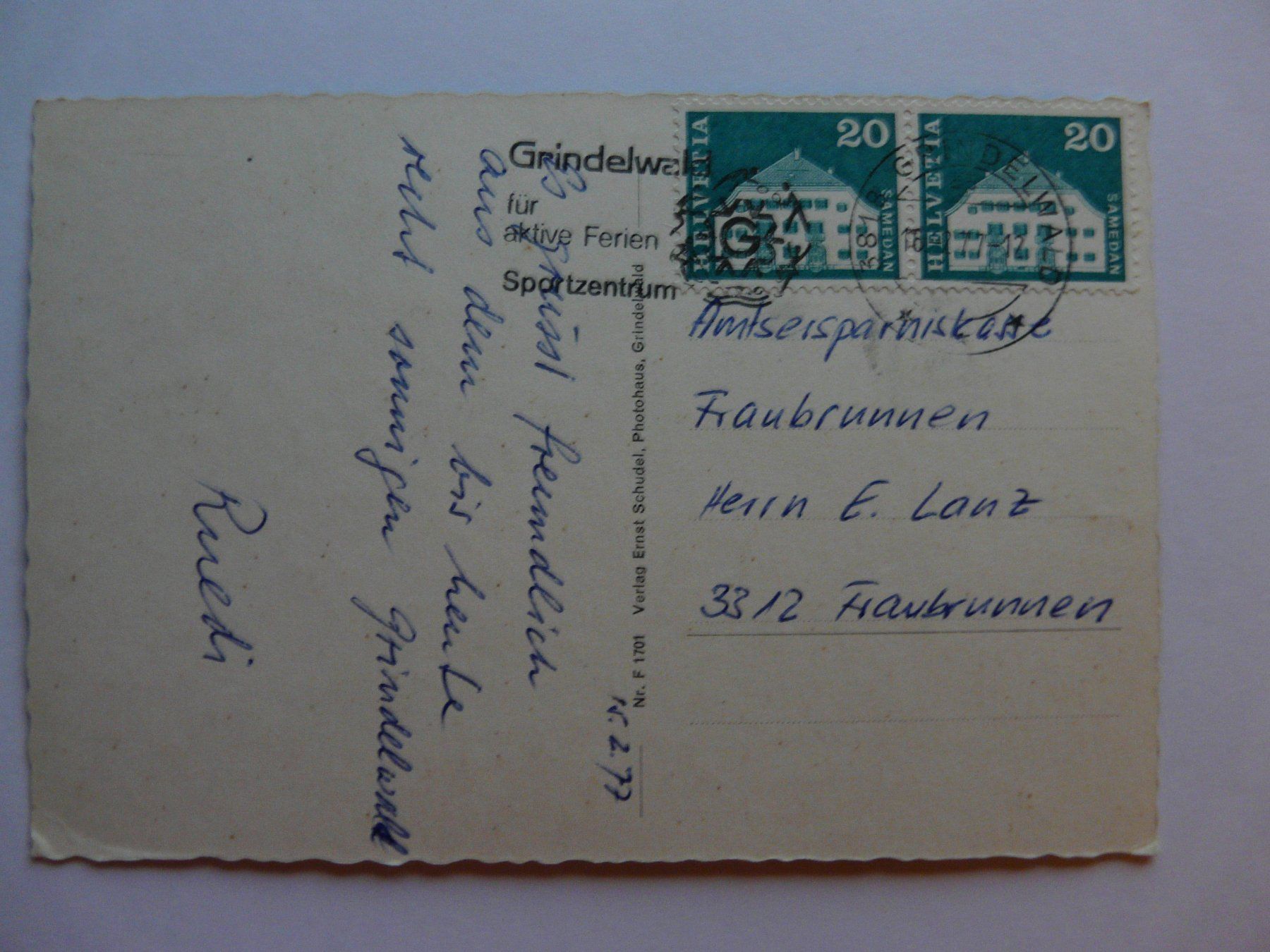 Cartoline postali: A.K. Grindelwald 1977 ; Gebraucht – Usato da Grossaffoltern venduto da Prinzessin57 1