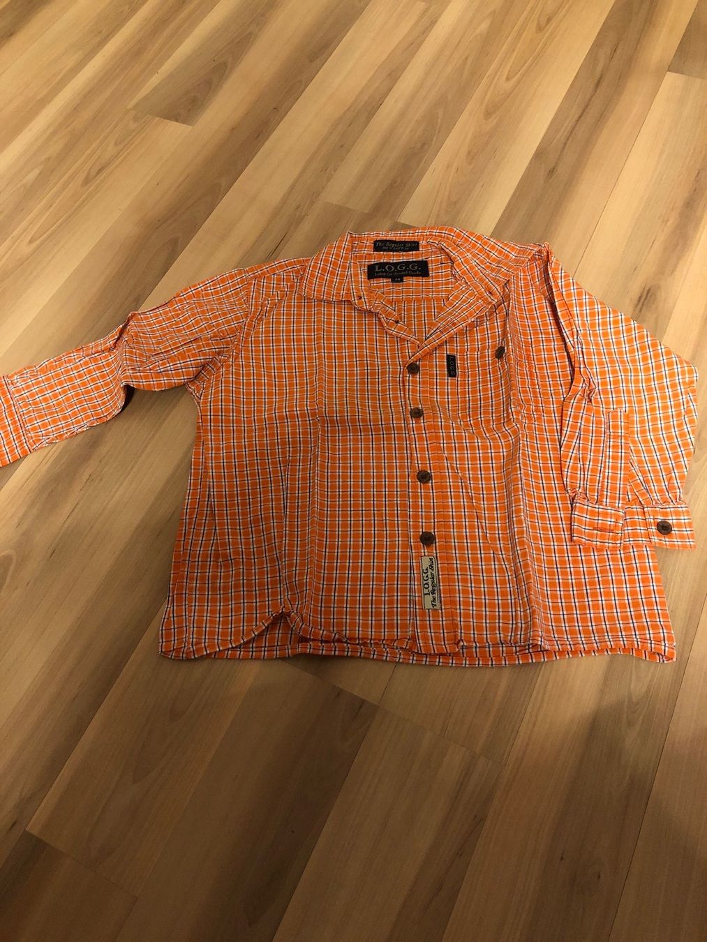 Camicie, T-shirt & Polo: Kinderhemd, Orange Kariert, Grösse 98 – Usato da Vilters venduto da san_2t9g