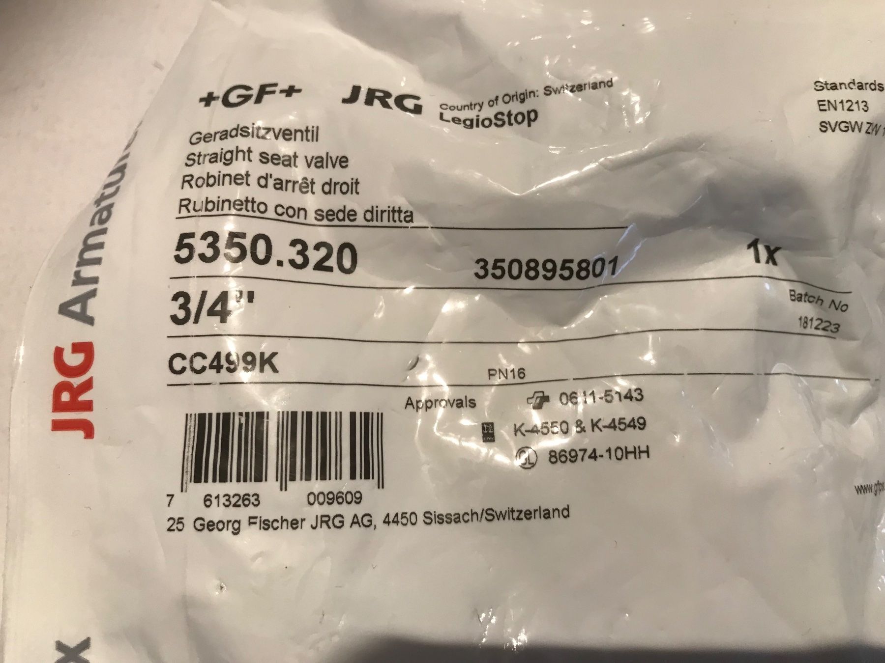 Rubinetteria: Abstellventil JRG 3/4" – Nuovo e nell'imballaggio originale da Winterthur venduto da efant12 1