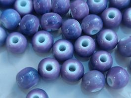 50 Stk Vintage Keramik Perlen fliederlila 8mm  Schmuck DIY🩵