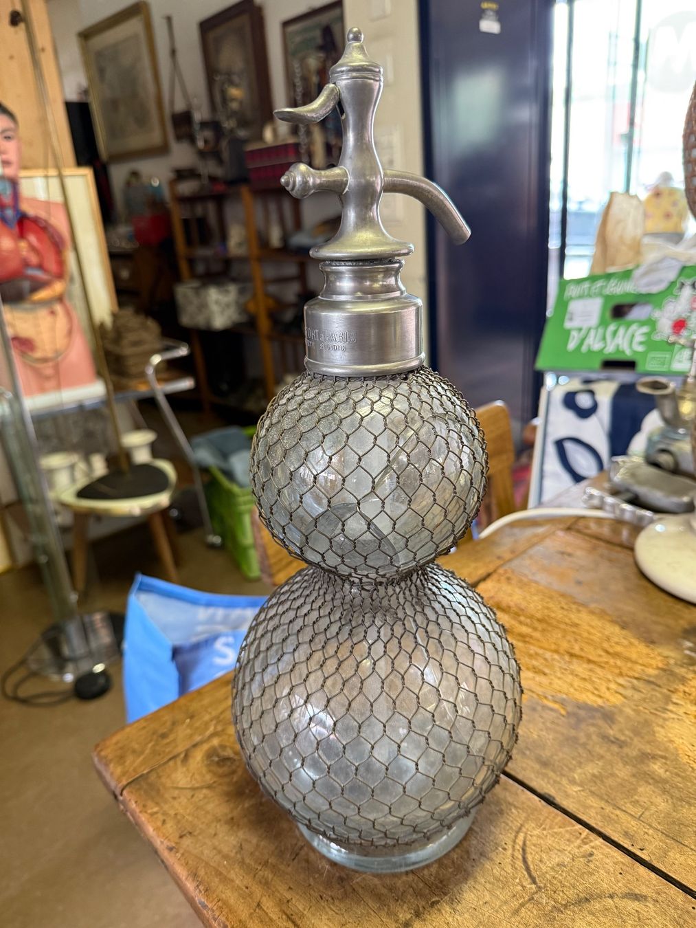 Flaschen: Durafort Paris antike Siphonflasche doppelbauchig – Defekt aus Bern von Jwpm66