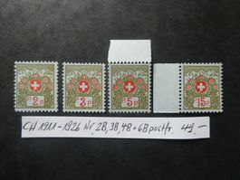 CH 1911-1926 Nr. 2B,3B,4B+6B postfrisch **