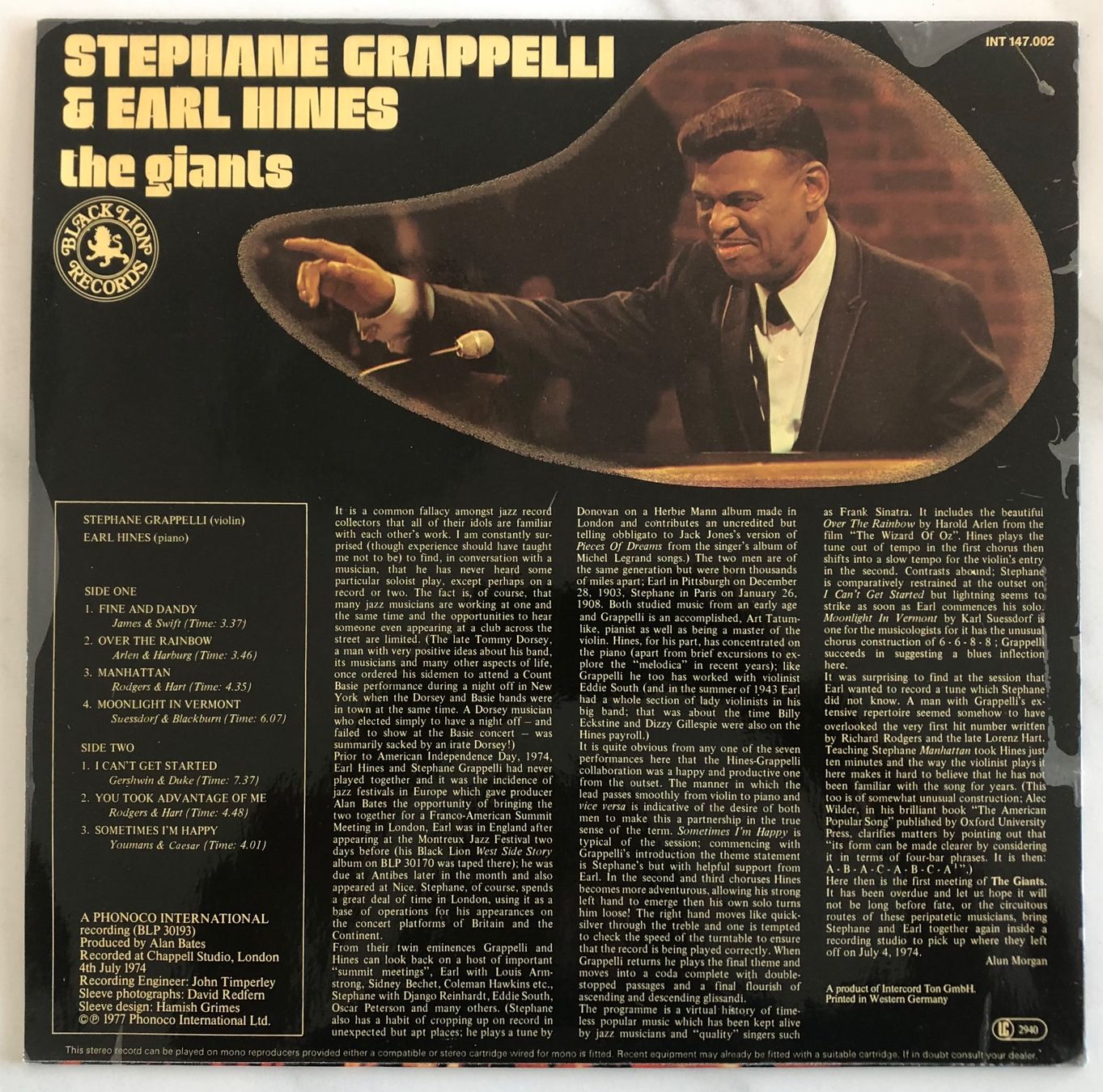 Dischi in vinile: STEPHANE GRAPELLI & EARL HINE - THE GIANTS – Usato da Poliez-Pittet venduto da Newtown-Records 1