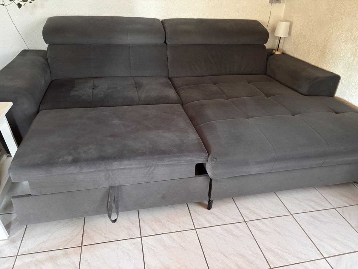 Sofas: Ecksofa grau mit Schlaffunktion gebrauchter Zustand – Gebraucht aus Strengelbach von Saegi04 5