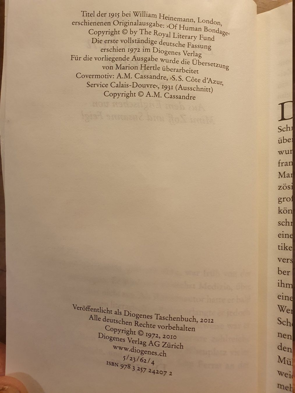 Libri: Der Menschen Hörigkeit - W. Somerset Maugham – Usato da Zürich venduto da loosebone 3