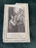 1 Heiligenbildli Nachfolge Jesu Gebet Spitzenrand defekt