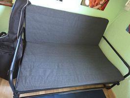 Bettsofa Stahl dunkelgrau/schwarz 128cm 🛋