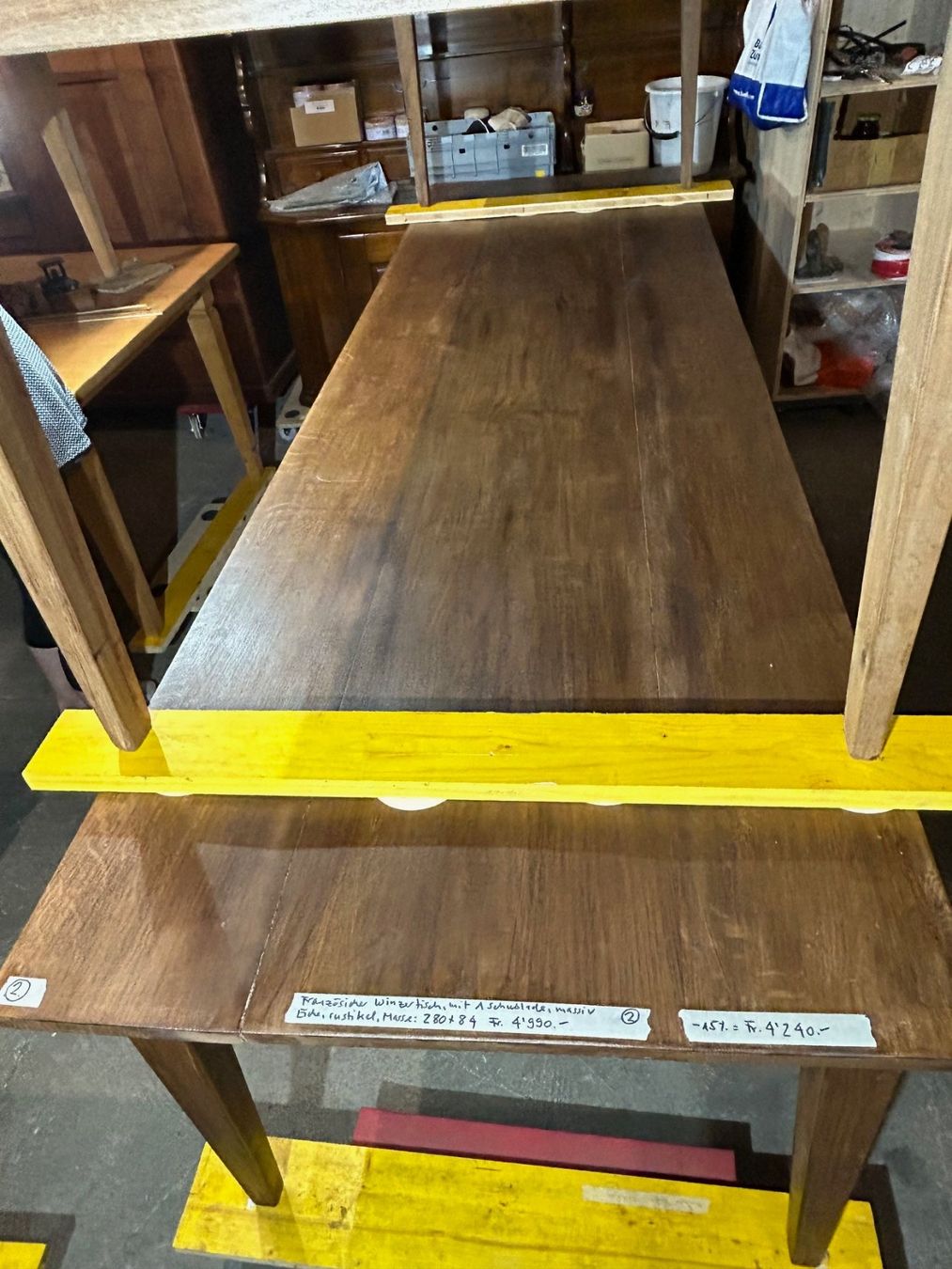 Tische: Winzertisch Biedermeier Nr. 2, 280 x 84 cm, Eiche Schublade – Gebraucht aus Koblenz von Rbaldinger54 1