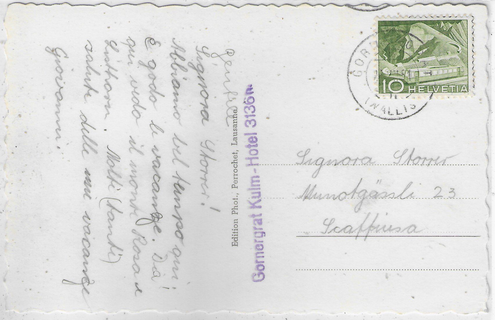 Cartoline postali: Maultierpost nach Schwarzsee und Monte Rosa – Usato da Ettingen venduto da Kartenplanet 1