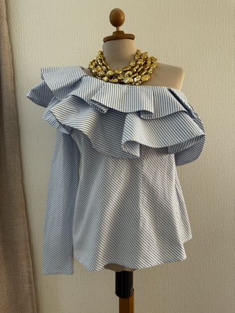 Chemise rayée asymétrique à volants taille 40