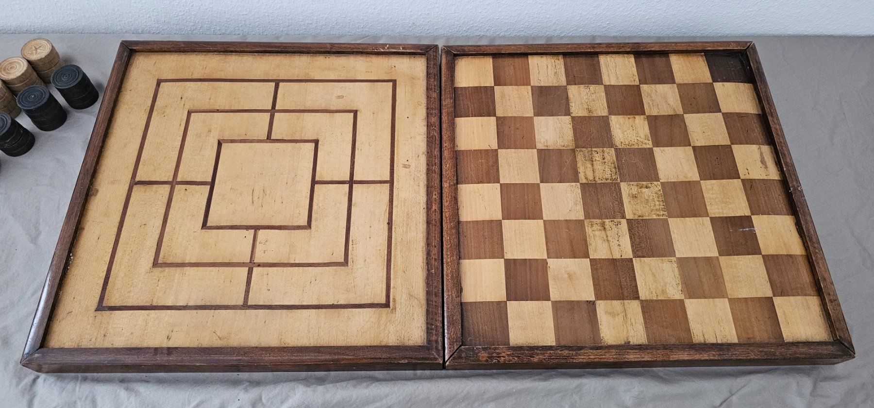Giochi: Antikes Schachbrett Holz Pintoy & Backgammon / Mühle – Usato da Pfäffikon ZH venduto da eric0113 3