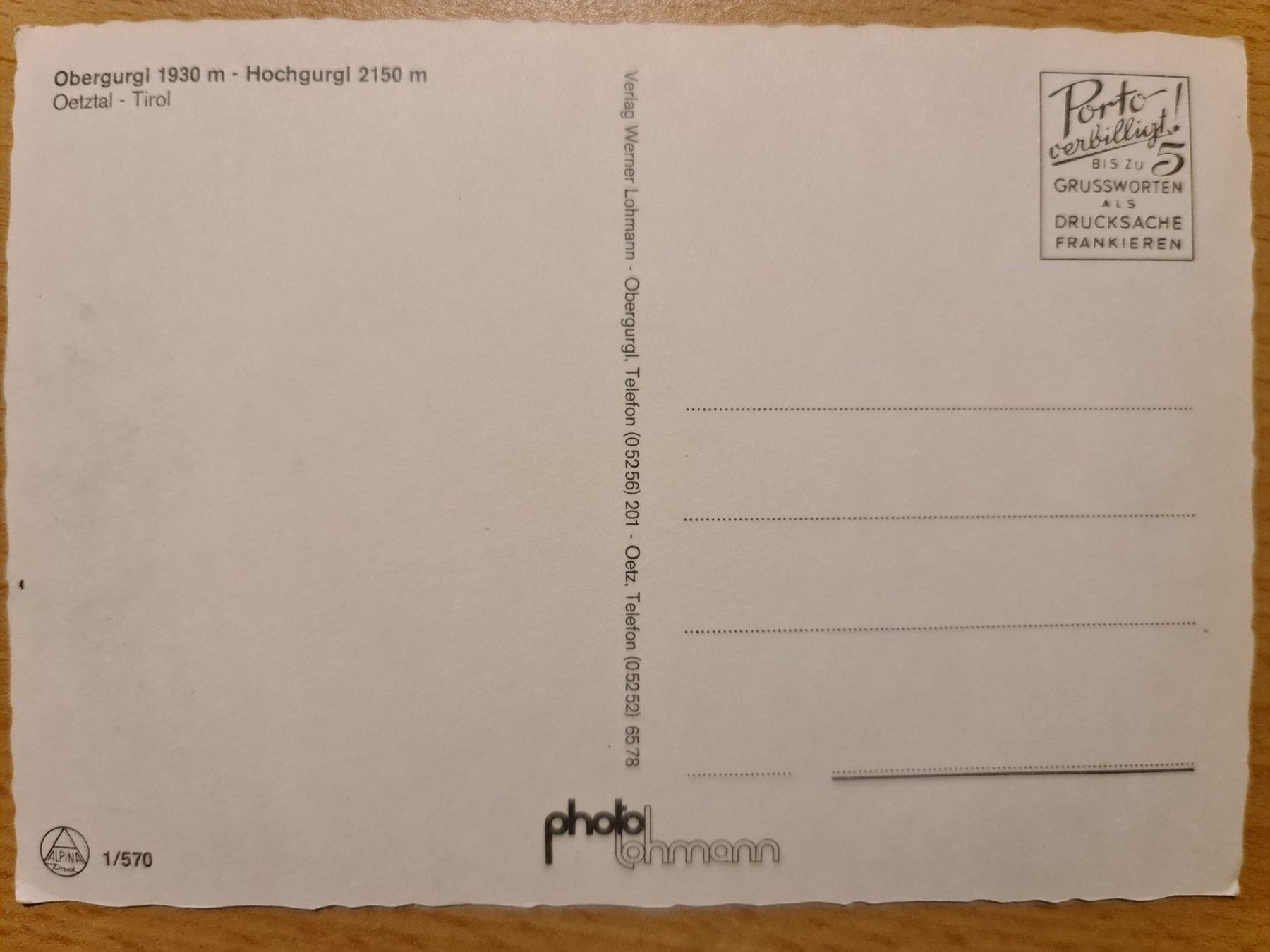 Cartoline postali: Ansichtskarte Obergurgl Oetztal Tirol – Nuovo (secondo la descrizione) da Dintikon venduto da Vexi 1