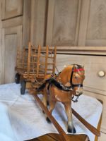 Holzpferd mit Wagen, Made in Western Germany