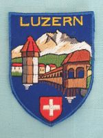 Vintage Badge Wappen LUZERN Kapellbrück ST. GALLER STICKEREI