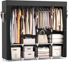 Kleiderschrank Stoffschrank mit Abdeckung Schwarz
