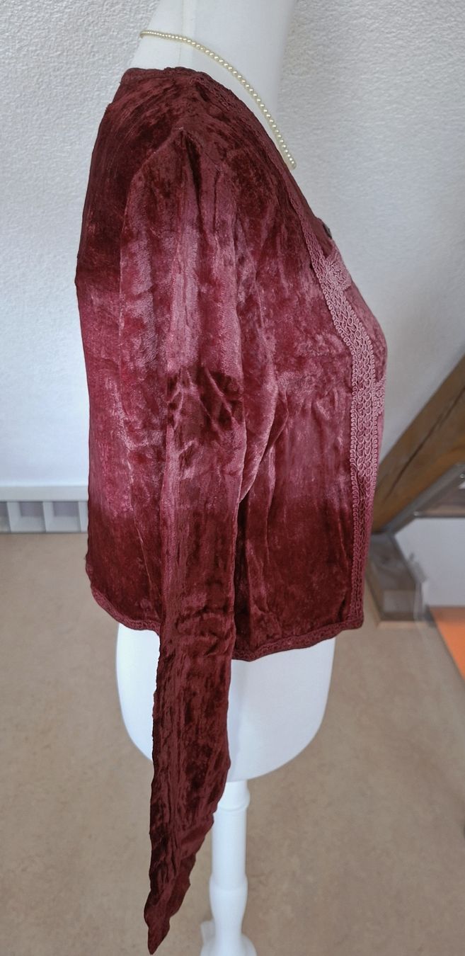 Boom Baba Camicette: Boom Baba Samt Bluse Viscose bestickt, rot-rosa ca. S, M – Nuovo (secondo la descrizione) da Klingnau venduto da vollmond36 3
