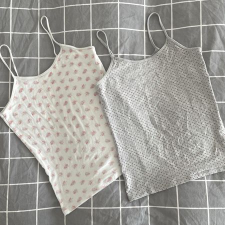 2er Set Tops, Grösse 146/152, weiss, grau