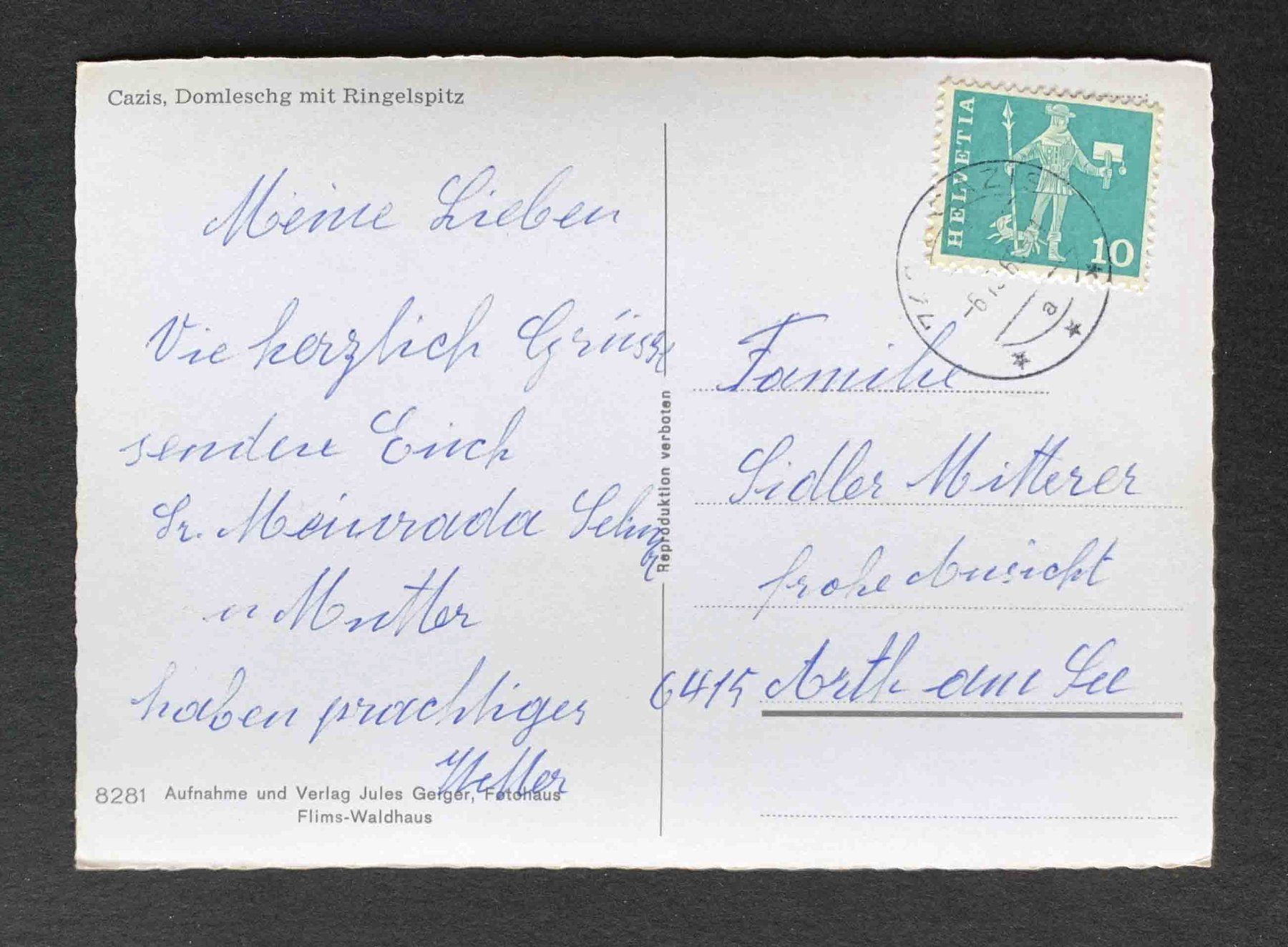 Cartoline postali: AK Cazis Domleschg mit Ringelspitz – Usato da Goldau venduto da artelier1 1