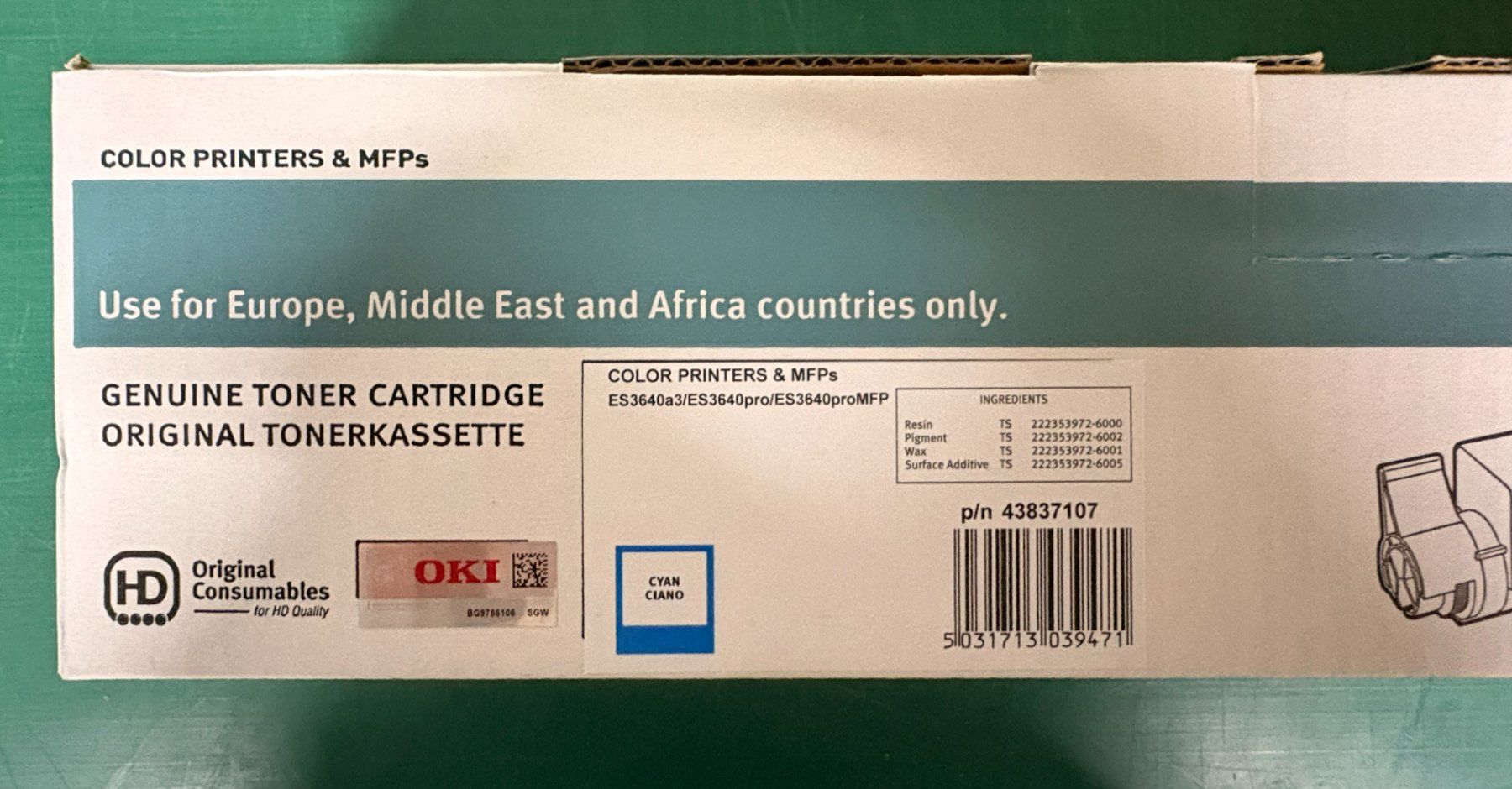 Oki Cartucce per stampanti & toner: OKI Toner Set ES3640 CMYK + Waste Box Original – Nuovo (secondo la descrizione) da Kloten venduto da rtkmedientechnikag 4