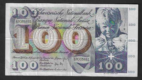 Billets de banque: CH  100  Fr.  24  Januar  1972  Gebraucht – D'occasion à Gordola par coinsandnotes