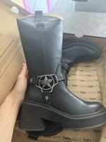 Buffalo Stiefel Bull Star Biker Hi Schwarz EUR 39 Neu