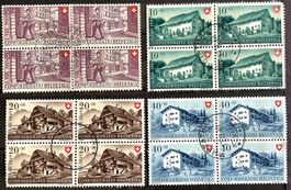 1949 Pro Patria 4er Blöcke Serie  gestempelt