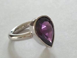 Silberring 925 mit Amethyst-Zirkonia, tiefviolett & edel-Neu
