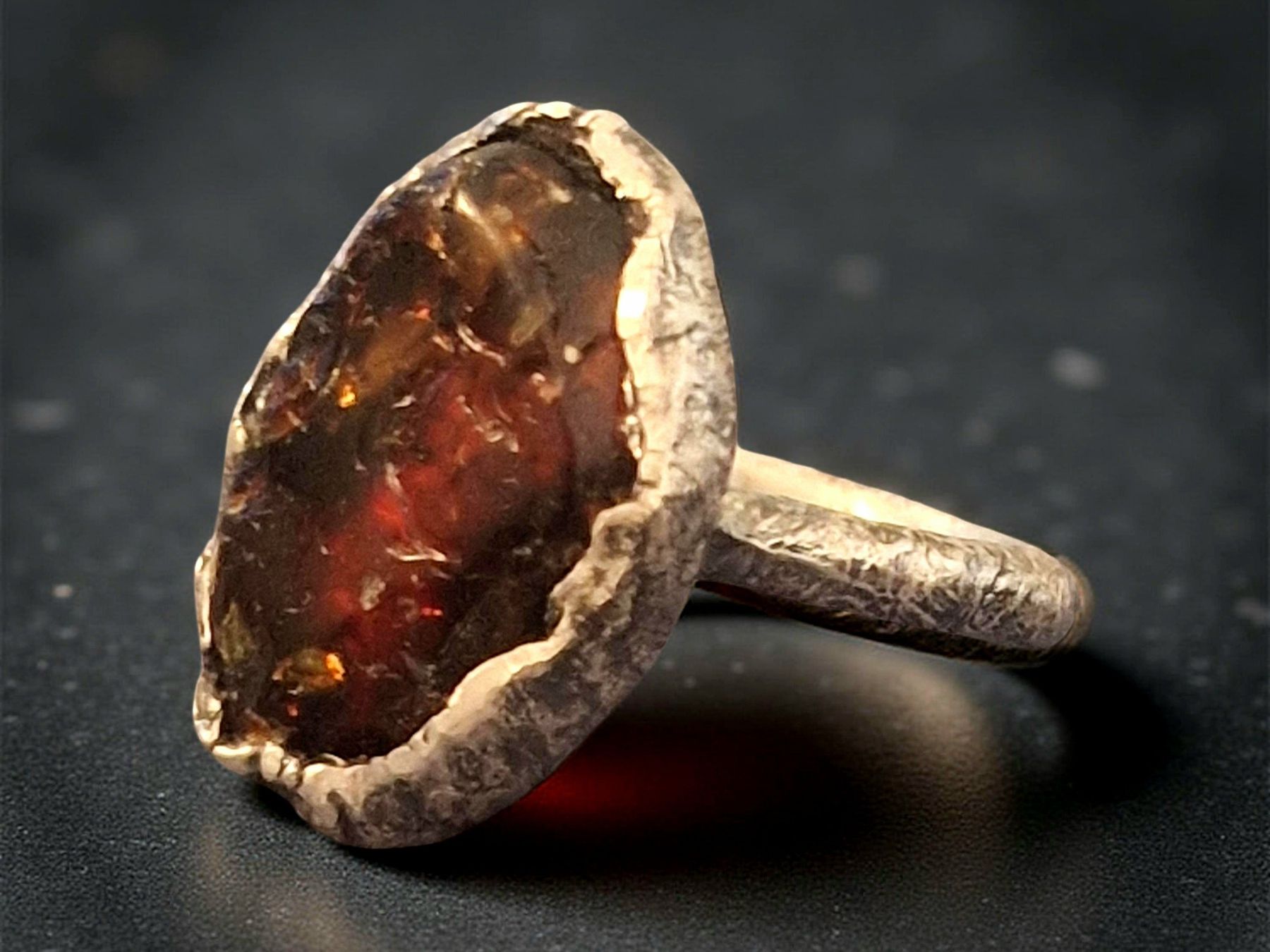Anelli: Statementring, Silber & Sumatrabernstein, Gr.63 – Nuovo e nell'imballaggio originale da Aarau venduto da Schmuckhoehle_MD 3