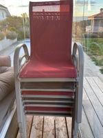 Lot de 7 chaises de jardin couleur gris et rouge