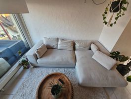 Ecksofa Beige Stoff guter Zustand