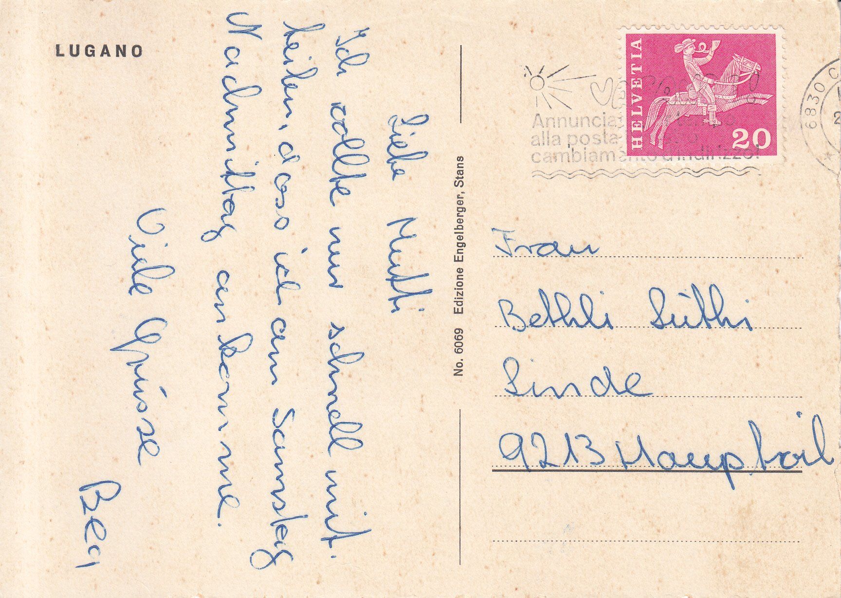 Cartoline postali: Lugano 1960 – Usato da Bürglen TG venduto da StampGraf 1