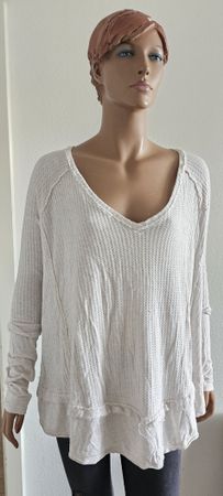 WE THE FREE Shirt Grösse M weiss Waffelstrick Used Look