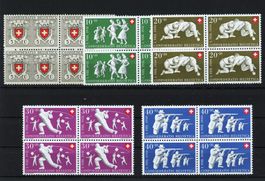 1950: Pro Patria Viererblock-Serie, postfrisch