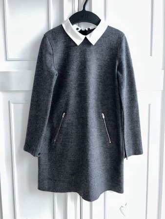Bonpoint girls grey wool dress with collar 10 Y
