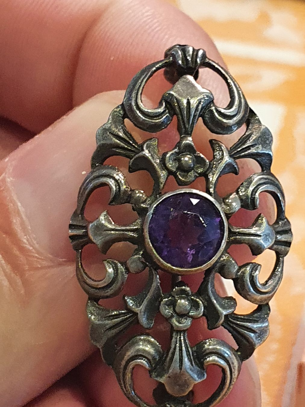 Spille & Fermagli: Jugendstil Designer 800er Silber Amethyst Brosche – Usato da Wohlen AG venduto da palmsprings 1
