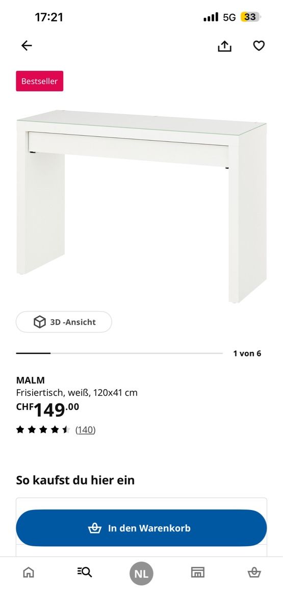 Ikea Coiffeuses: Schminktisch MALM  – D'occasion à Muttenz par nor_jw68 1