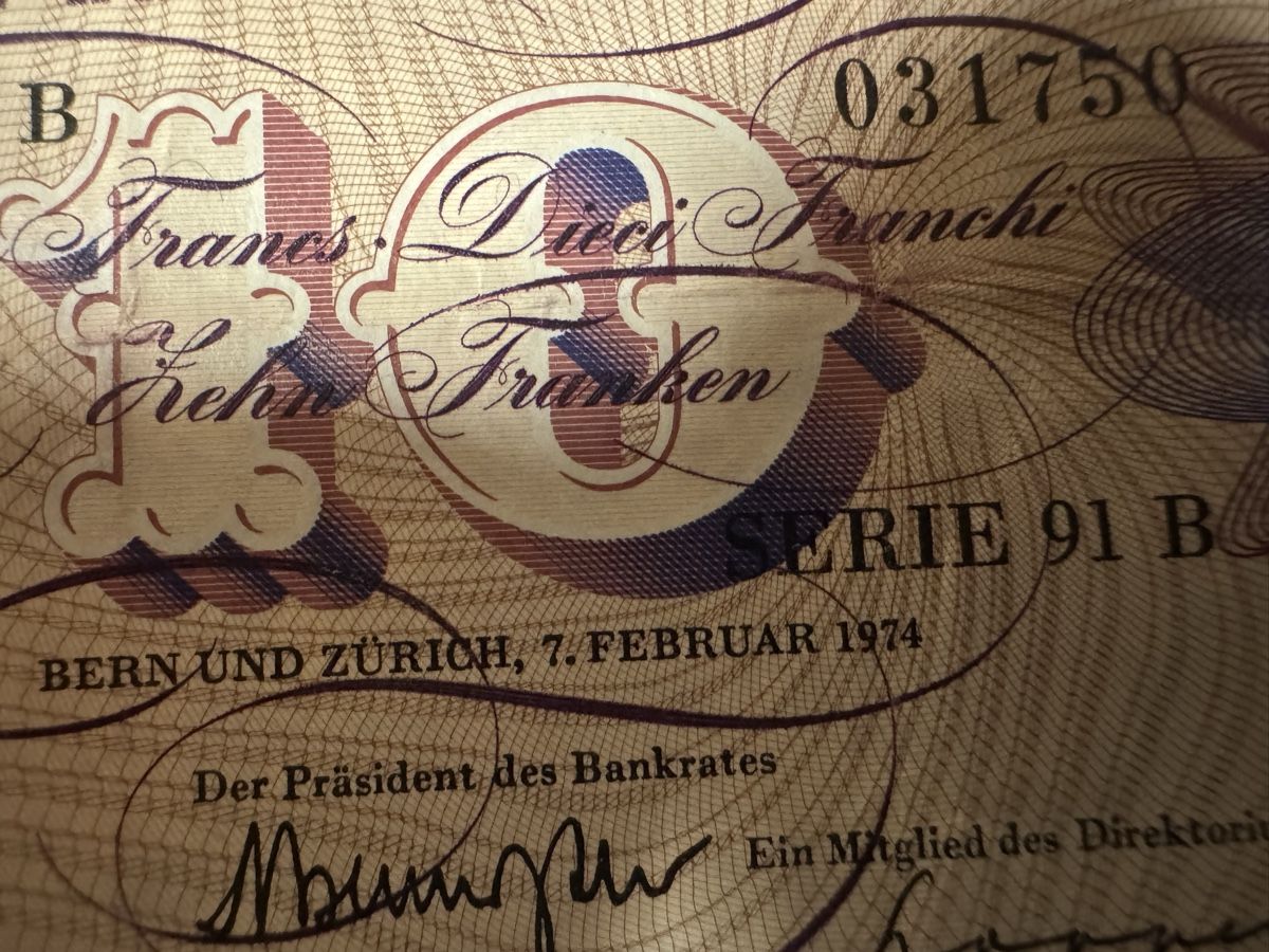 Banknoten: 10 Franken - Schweiz 1974 – Gebraucht aus Massagno von ilm_vd96 2