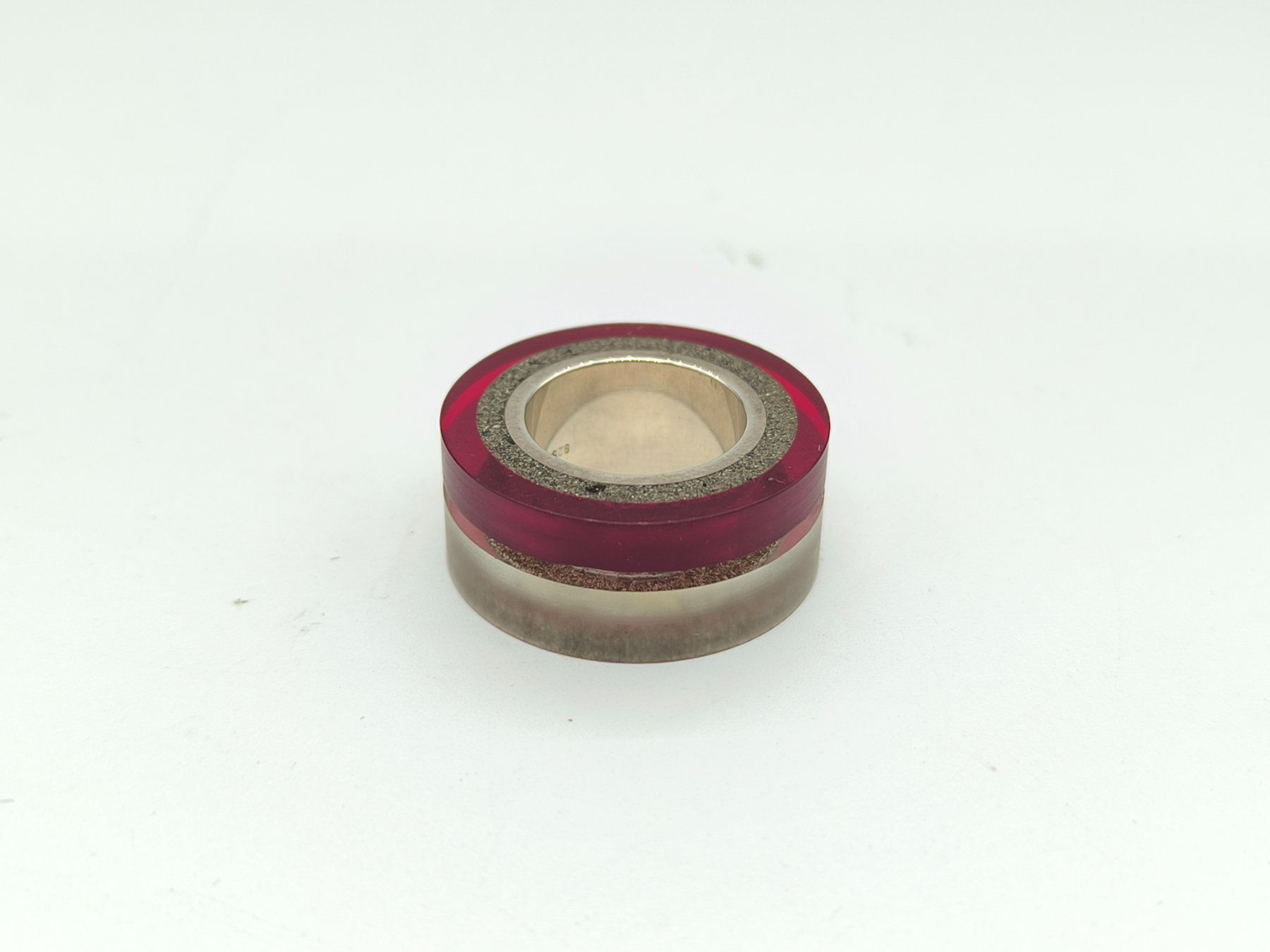 Anelli: 925 Silber Statement Ring Acryl Harz Rot Glitter Gr. 53 – Usato da Rüti ZH venduto da Restwert_Rueti_ZH