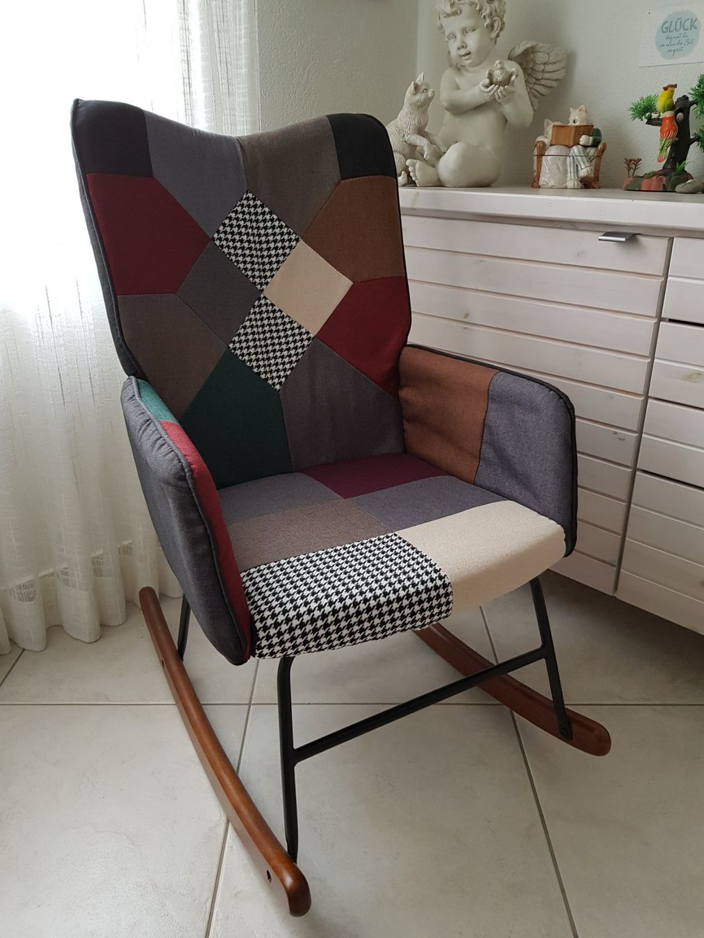 Vidaxl Sedie: Schaukelstuhl mit Patchwork Stoff, neuwertig! – Nuovo (secondo la descrizione) da Berneck venduto da heikodzint 7