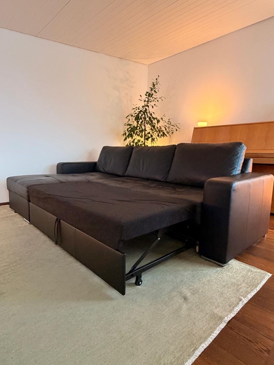 Sofas: Modernes Sofa Echt Leder Ecksofa Bettsofa Stauraum schwarz – Gebraucht aus Lommiswil von diti_89 6