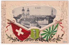 St. Gallen (carte en relief, gauffrée) 1906