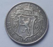 SILBER / 9 Piaster / Zypern / 1919