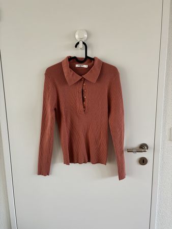 Strickpullover, Langarm, Rostrot
