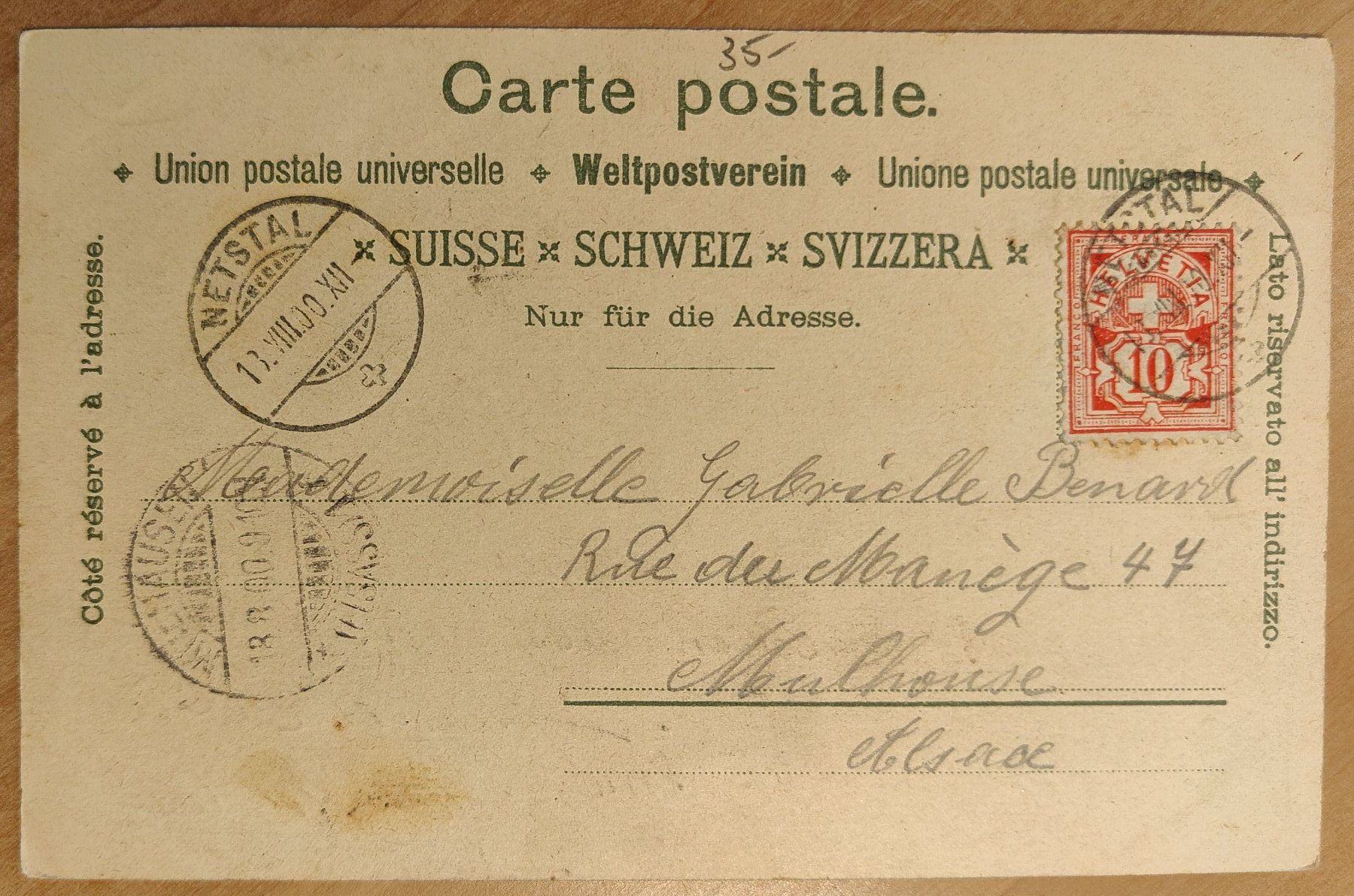 Ansichtskarten: Litho Gruss aus Glarus um 1900 – Gebraucht aus St. Erhard von Chaeferli6 1